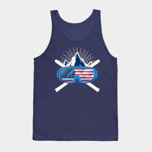 USA Ski Skiing America American Flag Patriotic Tank Top